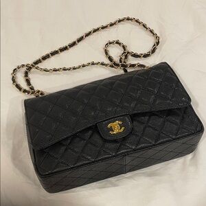 Make an offer!!! Black Quilted Fashion Shoulder Bag with Brass Chain
